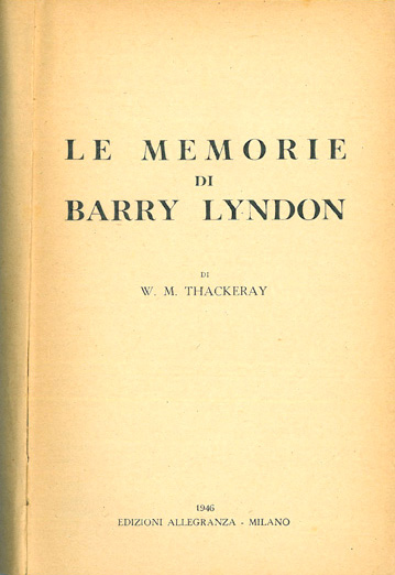 Le memorie di Barry Lyndon (The Memoirs of Barry Lyndon…) – Prima edizione italiana